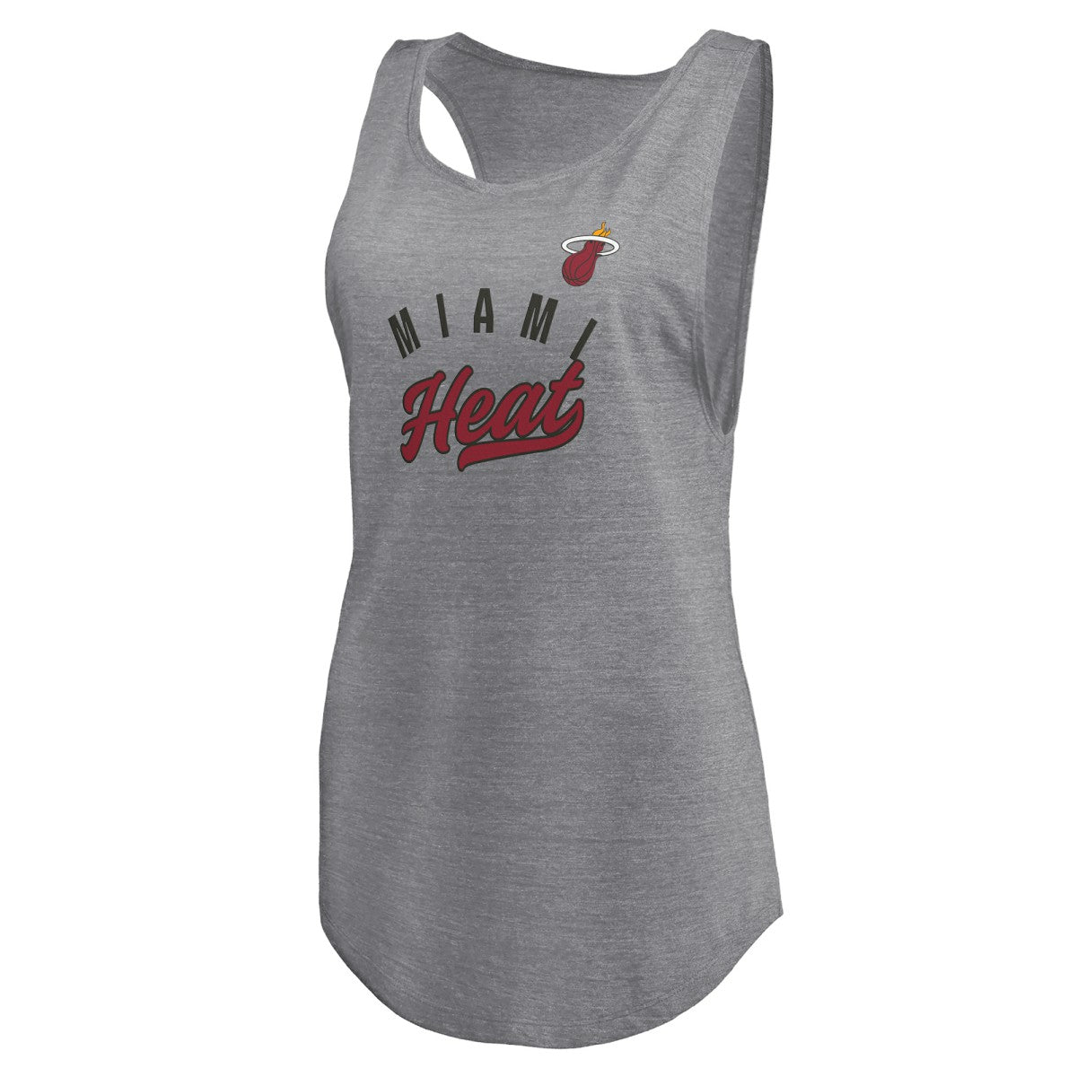 Miami Heat Women's Quality Time Open Scoop Neck Tri-Blend Tank Top Heathered Gray
