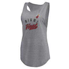 Miami Heat Women's Quality Time Open Scoop Neck Tri-Blend Tank Top Heathered Gray