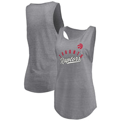 Toronto Raptors Women's Quality Time Open Scoop Neck Tri-Blend Tank Top Heathered Gray