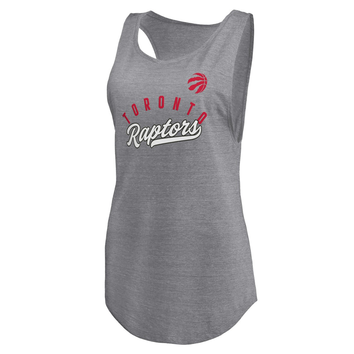 Toronto Raptors Women's Quality Time Open Scoop Neck Tri-Blend Tank Top Heathered Gray