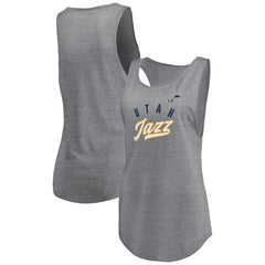 Utah Jazz Women's Quality Time Open Scoop Neck Tri-Blend Tank Top Heathered Gray