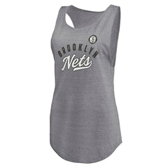 Brooklyn Nets Women's Quality Time Open Scoop Neck Tri-Blend Tank Top Heathered Gray