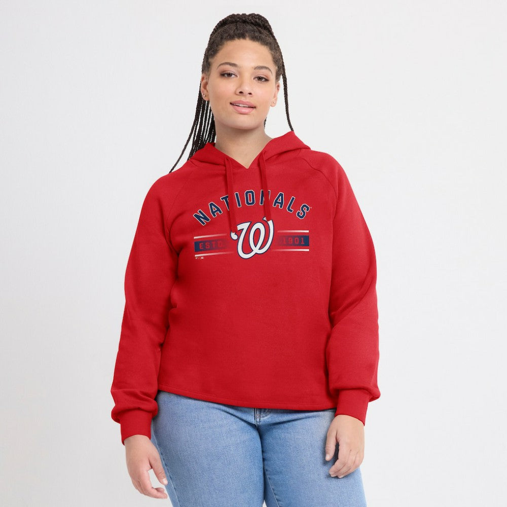 Washington Nationals Fanatics Women's Perfect Play Raglan Pullover Hoodie - Red Hoodies