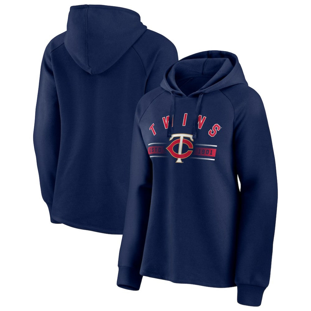 Minnesota Twins Fanatics Women's Perfect Play Raglan Pullover Hoodie - Navy Hoodies