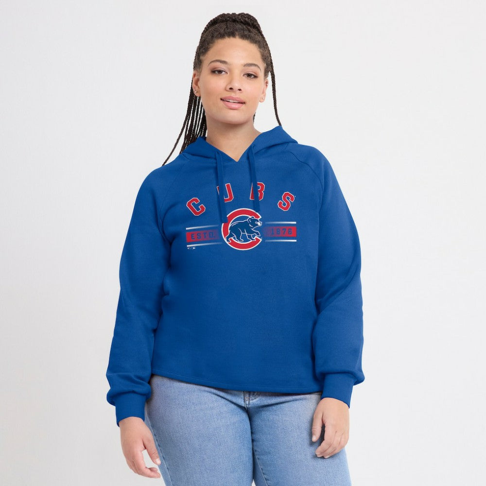 Chicago Cubs Fanatics Women's Perfect Play Raglan Pullover Hoodie - Royal Hoodies