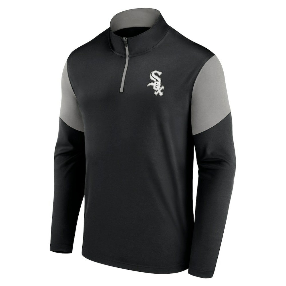 Chicago White Sox Fanatics Primary Logo Quarter-Zip Top - Black/Gray Tops