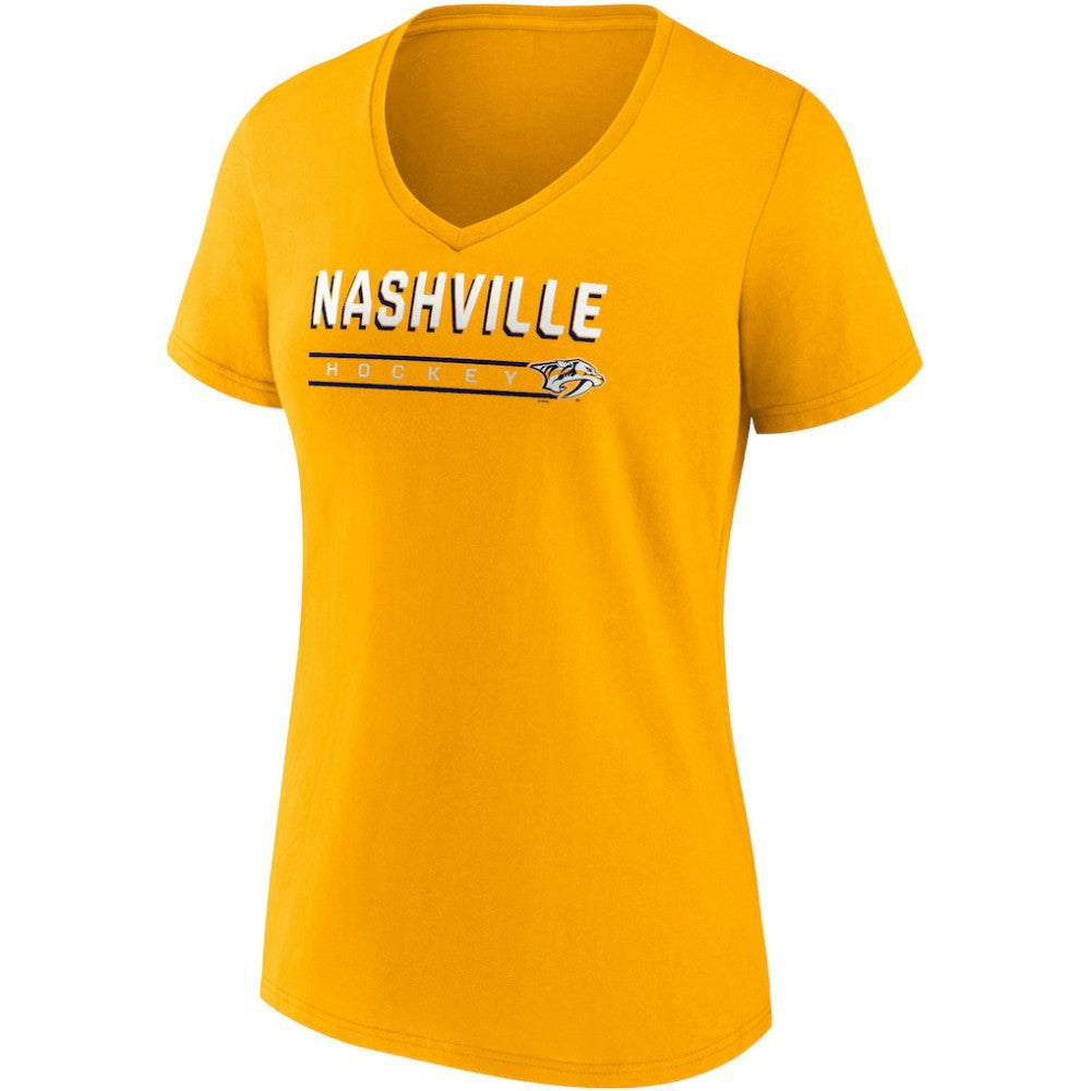 NHL Nashville Predators Fanatics Women's 2-Pack V-Neck T-Shirt Set - Gold/Heathered Gray
