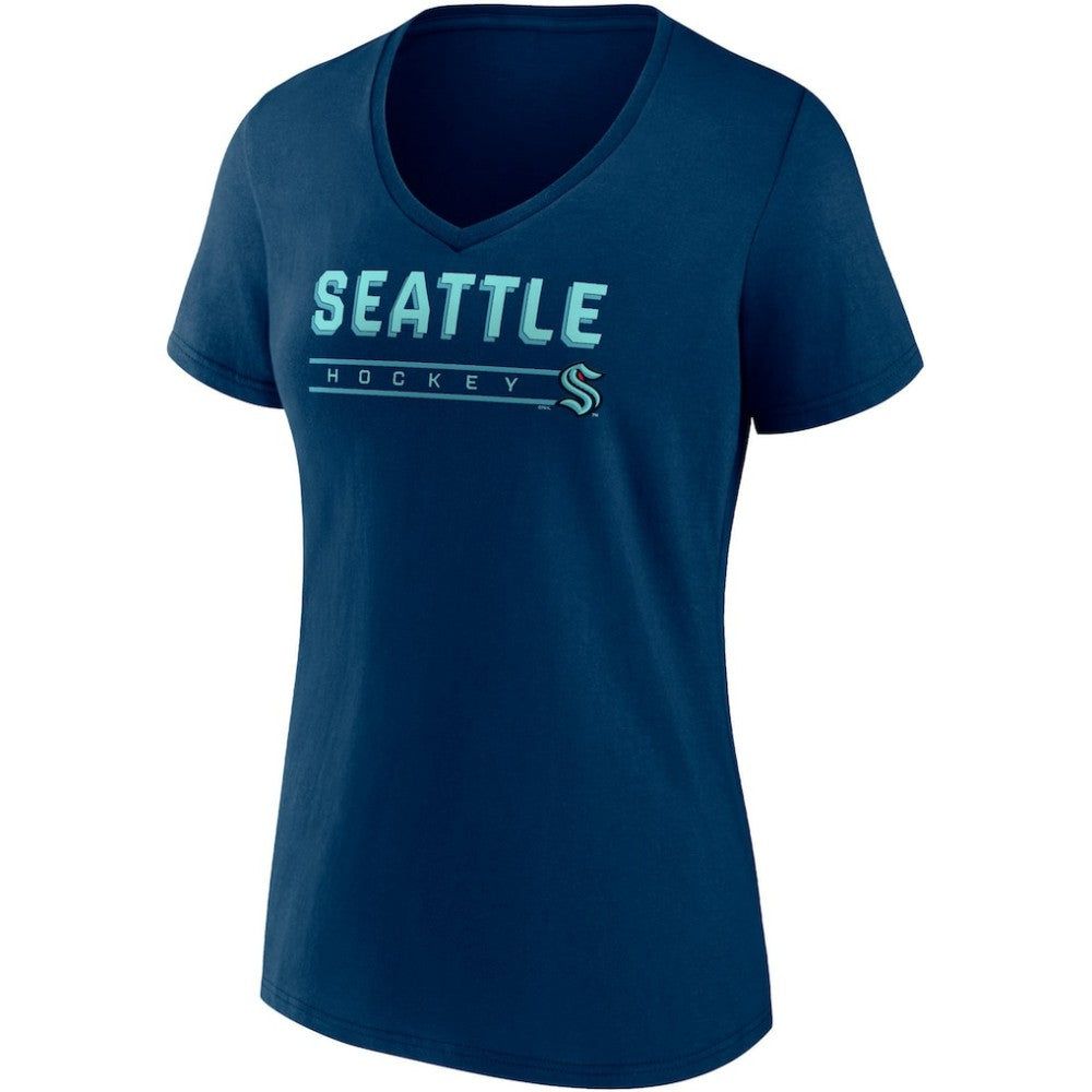 NHL Seattle Kraken Fanatics Women's Parent 2-Pack V-Neck T-Shirt Set - Deep Sea Blue/Gray