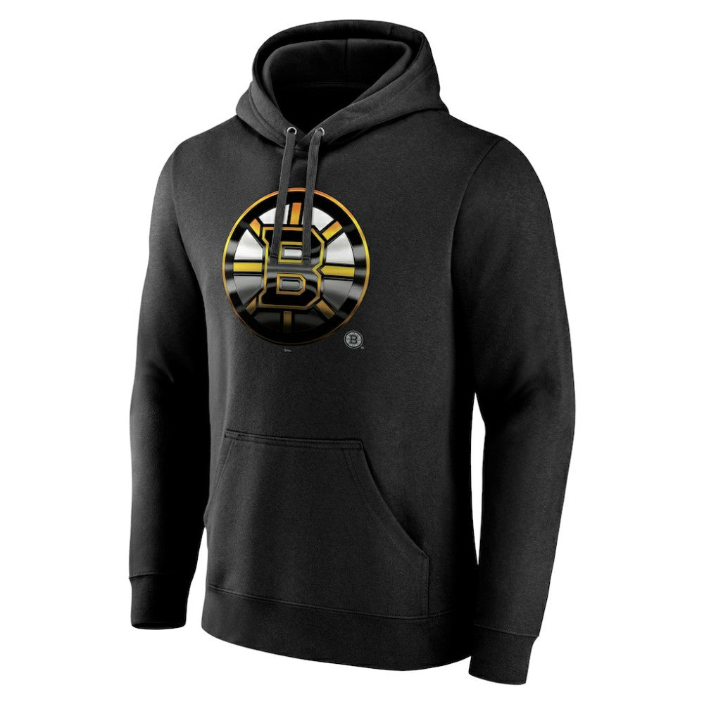 NHL,Custom Boston Bruins Personalized Midnight Mascot Logo Pullover Hoodie - Black