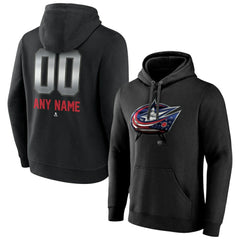 NHL,Custom Columbus Blue Jackets Personalized Midnight Mascot Logo Pullover Hoodie - Black