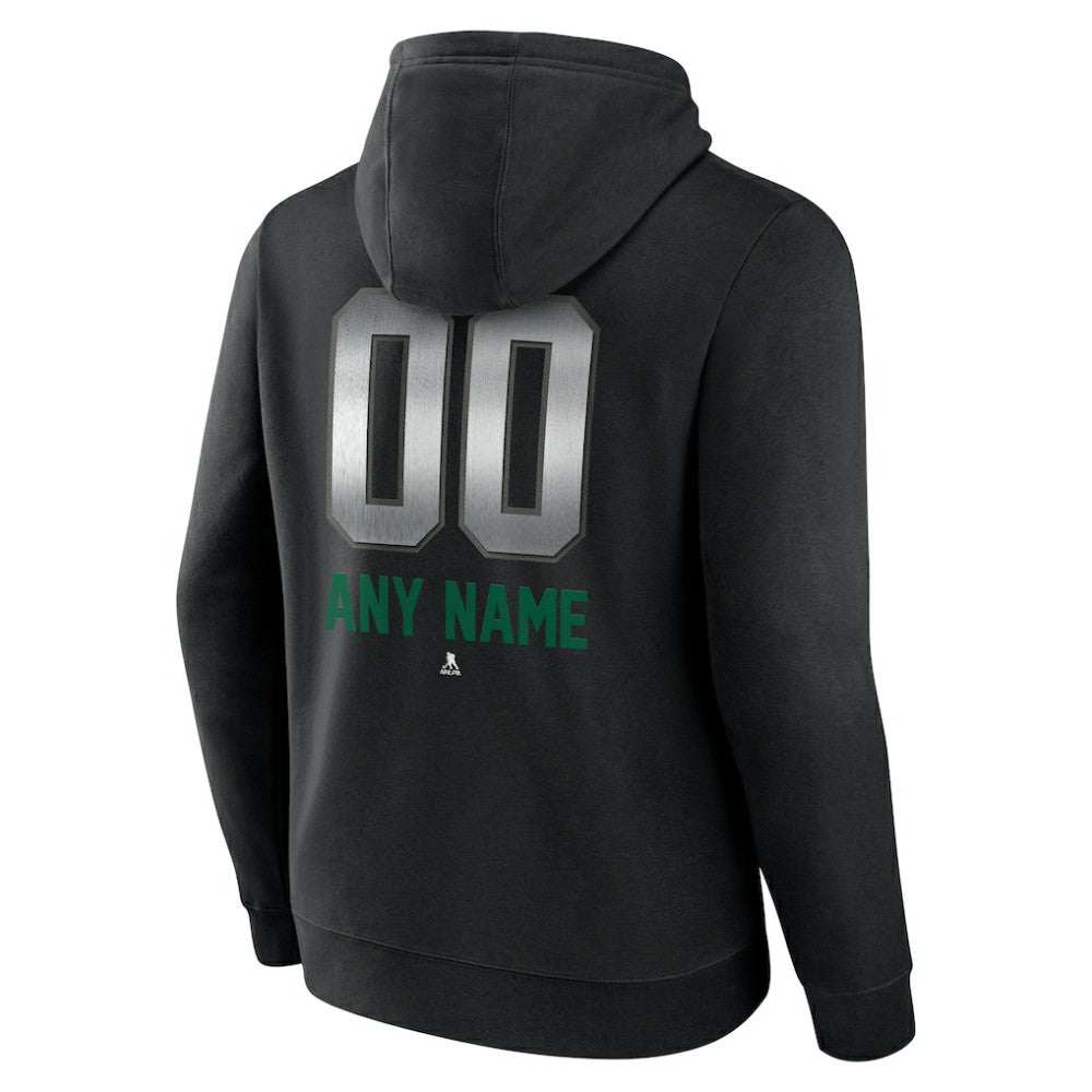 NHL,Custom Dallas Stars Personalized Midnight Mascot Logo Pullover Hoodie - Black