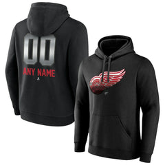NHL,Custom Detroit Red Wings Personalized Midnight Mascot Logo Pullover Hoodie - Black