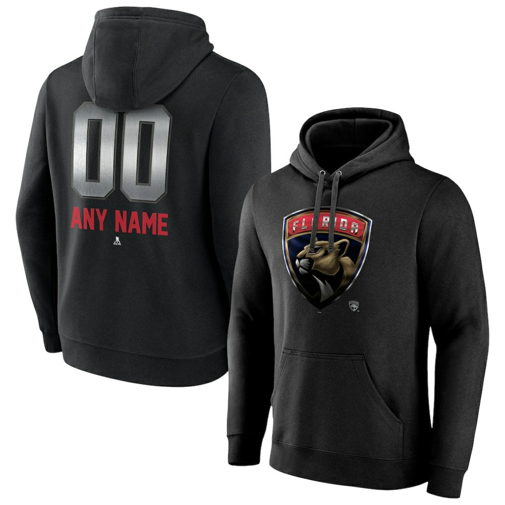 NHL,Custom Florida Panthers Personalized Midnight Mascot Logo Pullover Hoodie - Black
