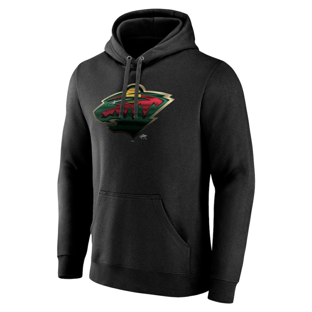 NHL,Custom Minnesota Wild Personalized Midnight Mascot Logo Pullover Hoodie - Black