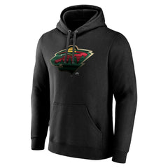 NHL,Custom Minnesota Wild Personalized Midnight Mascot Logo Pullover Hoodie - Black