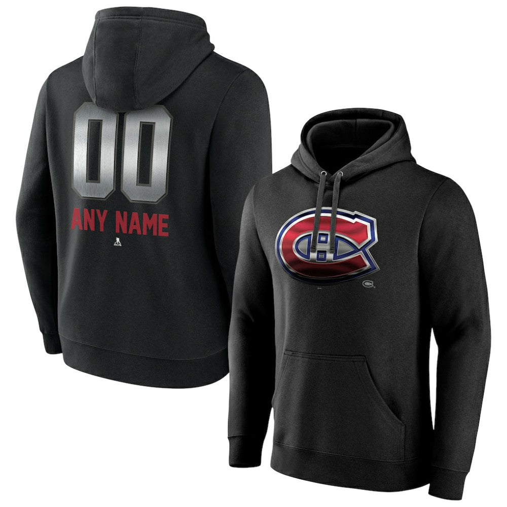NHL,Custom Montreal Canadiens Personalized Midnight Mascot Logo Pullover Hoodie - Black