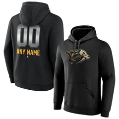 NHL,Custom Nashville Predators Personalized Midnight Mascot Logo Pullover Hoodie - Black