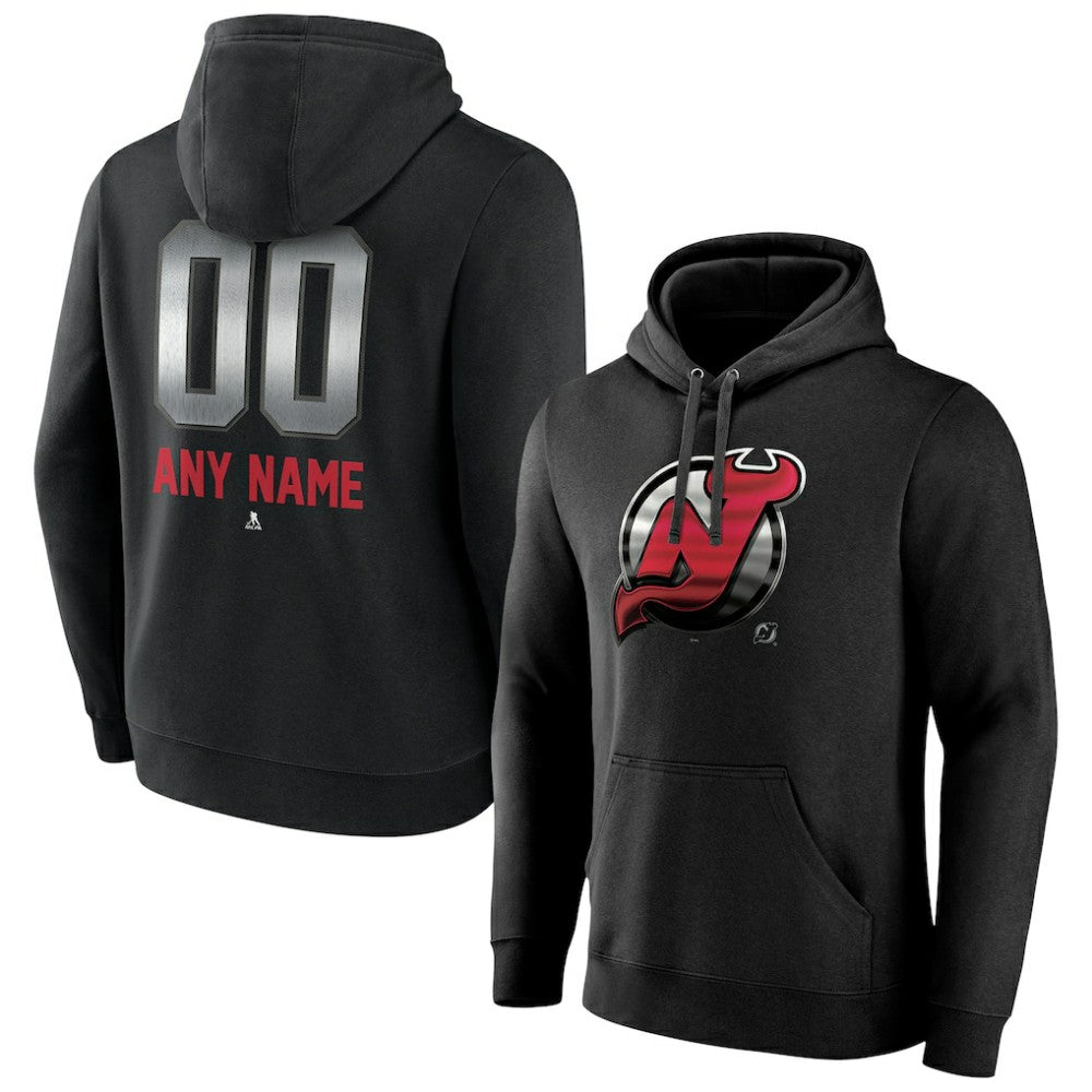 NHL,Custom New Jersey Devils Personalized Midnight Mascot Logo Pullover Hoodie - Black
