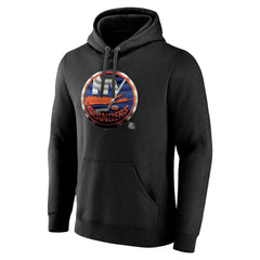 NHL,Custom New York Islanders Personalized Midnight Mascot Logo Pullover Hoodie - Black