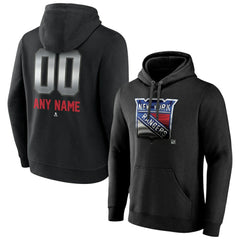 NHL,Custom New York Rangers Personalized Midnight Mascot Logo Pullover Hoodie - Black