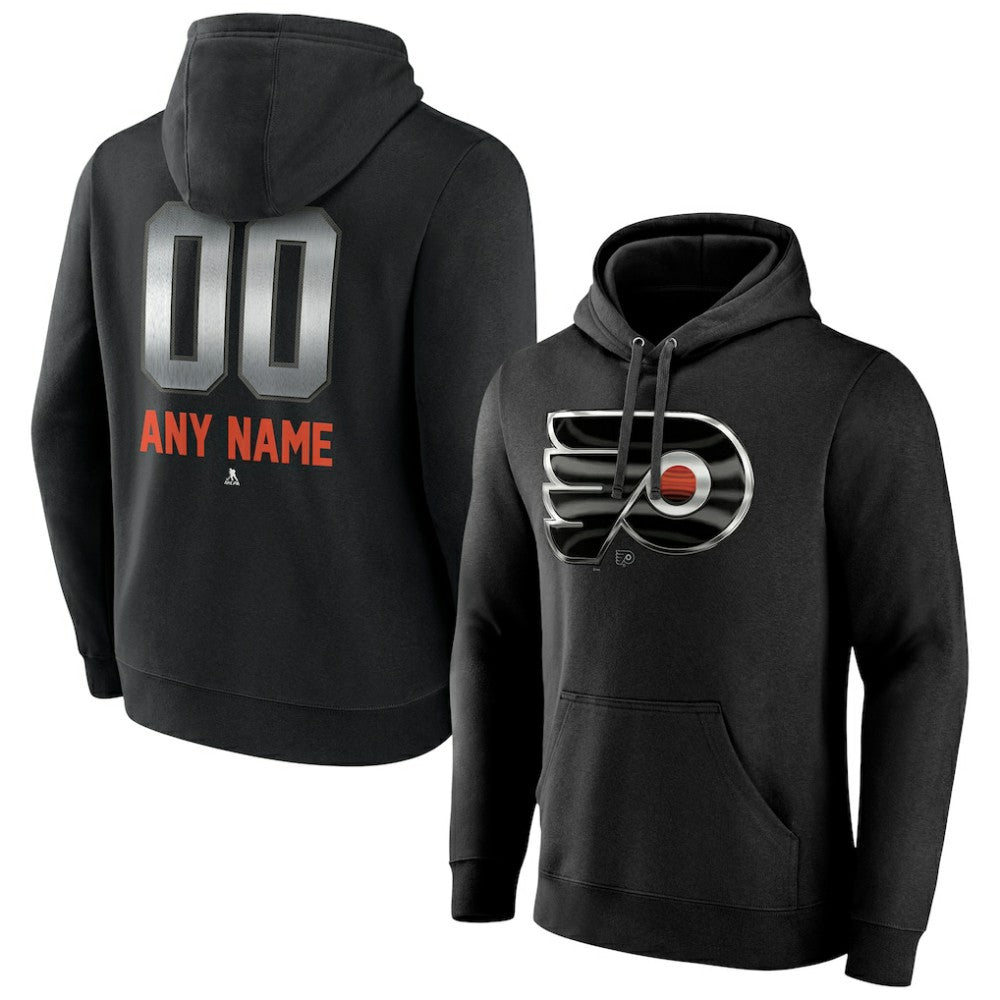 NHL,Custom Philadelphia Flyers Personalized Midnight Mascot Logo Pullover Hoodie - Black