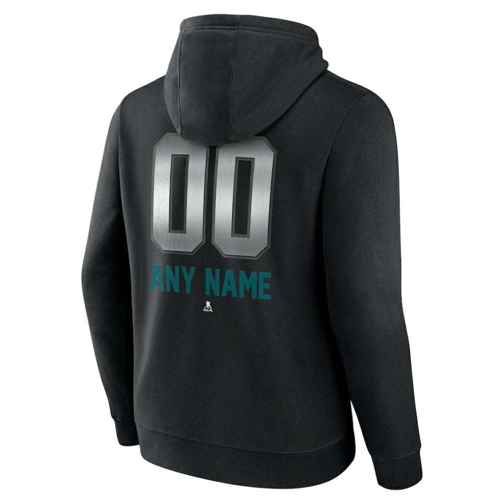 NHL,Custom San Jose Sharks Personalized Midnight Mascot Logo Pullover Hoodie - Black