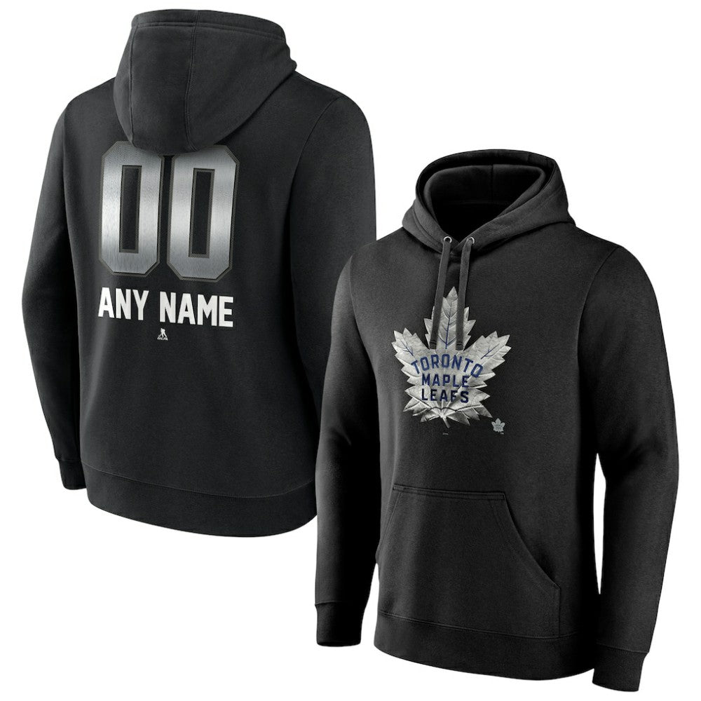 NHL,Custom Toronto Maple Leafs Personalized Midnight Mascot Logo Pullover Hoodie - Black