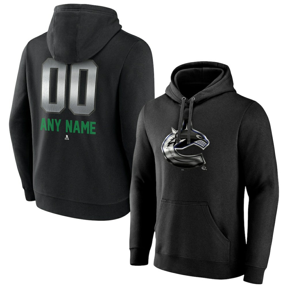 NHL,Custom Vancouver Canucks Personalized Midnight Mascot Logo Pullover Hoodie - Black