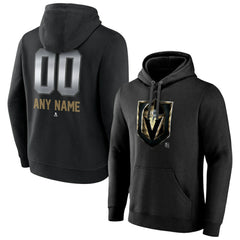 NHL,Custom Vegas Golden Knights Personalized Midnight Mascot Logo Pullover Hoodie - Black