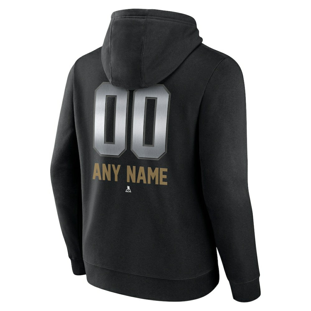 NHL,Custom Vegas Golden Knights Personalized Midnight Mascot Logo Pullover Hoodie - Black
