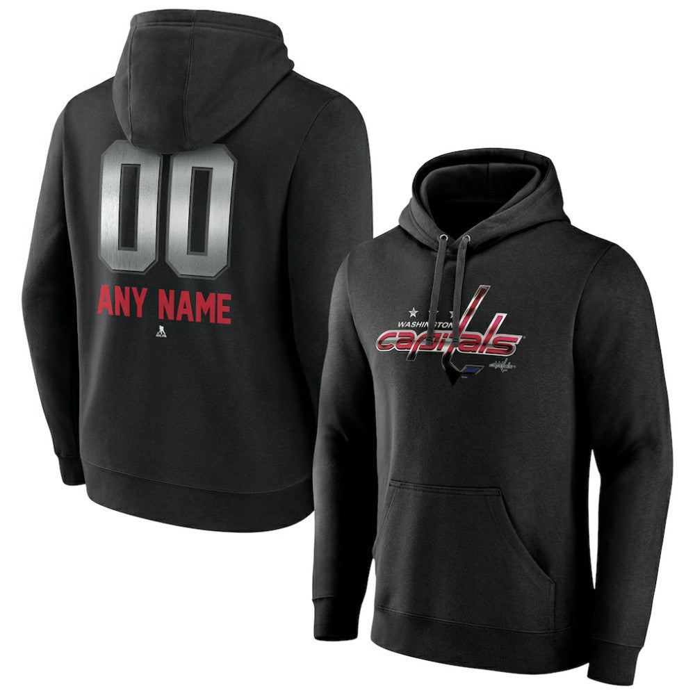 NHL,Custom Washington Capitals Personalized Midnight Mascot Logo Pullover Hoodie - Black