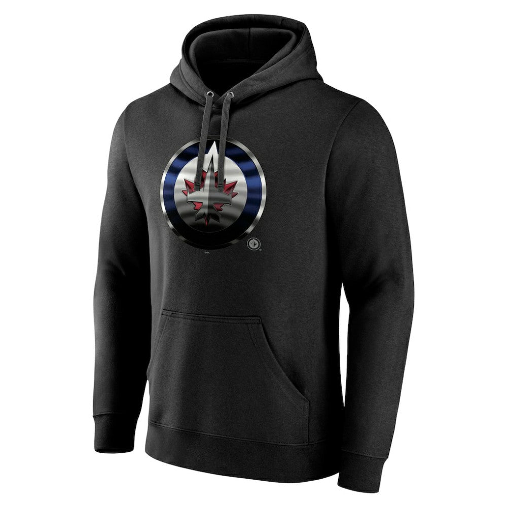 NHL,Custom Winnipeg Jets Personalized Midnight Mascot Logo Pullover Hoodie - Black
