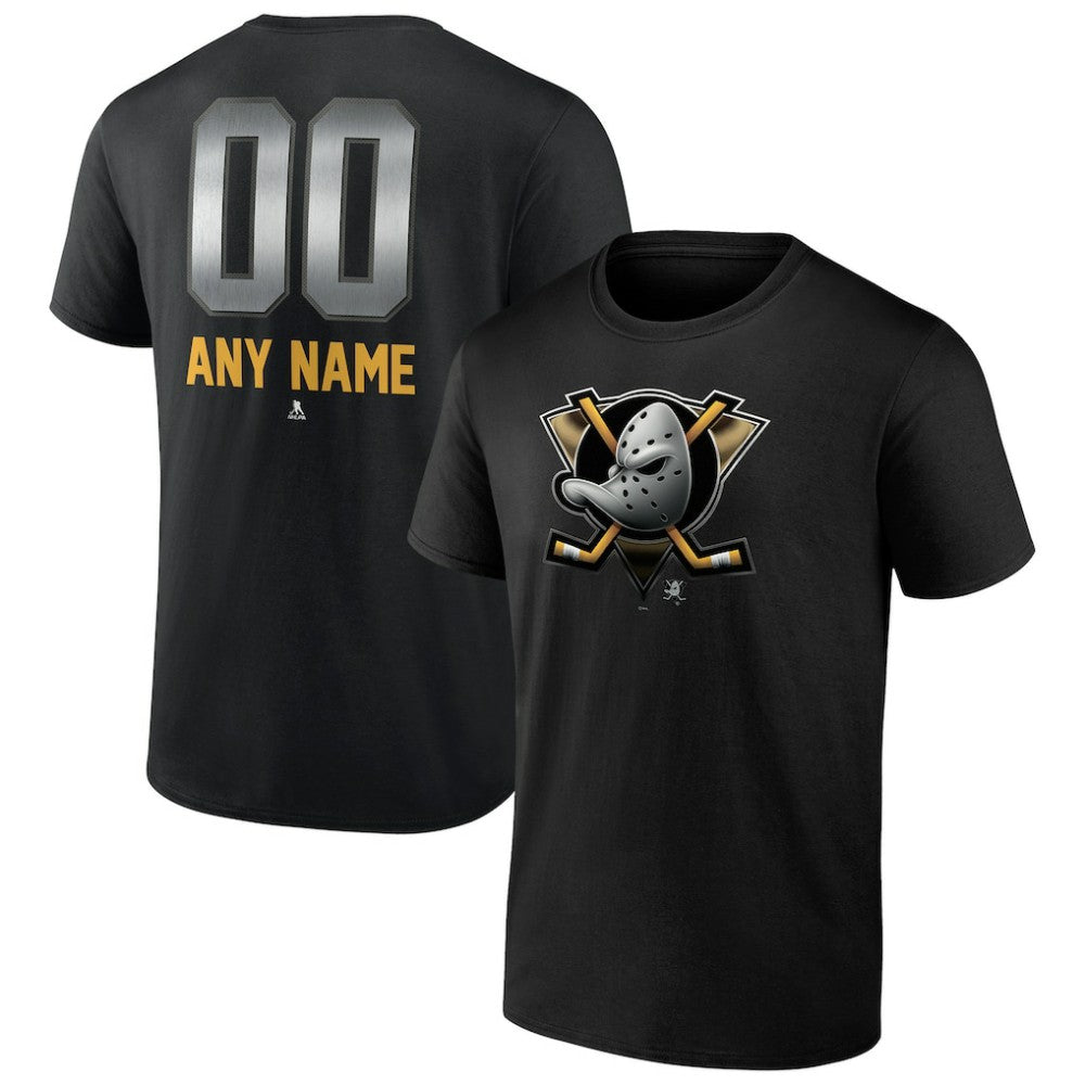 NHL,Custom Anaheim Ducks Personalized Midnight Mascot Logo T-Shirt - Black