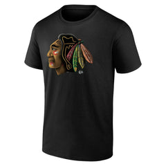NHL,Custom Chicago Blackhawks Personalized Midnight Mascot Logo T-Shirt - Black