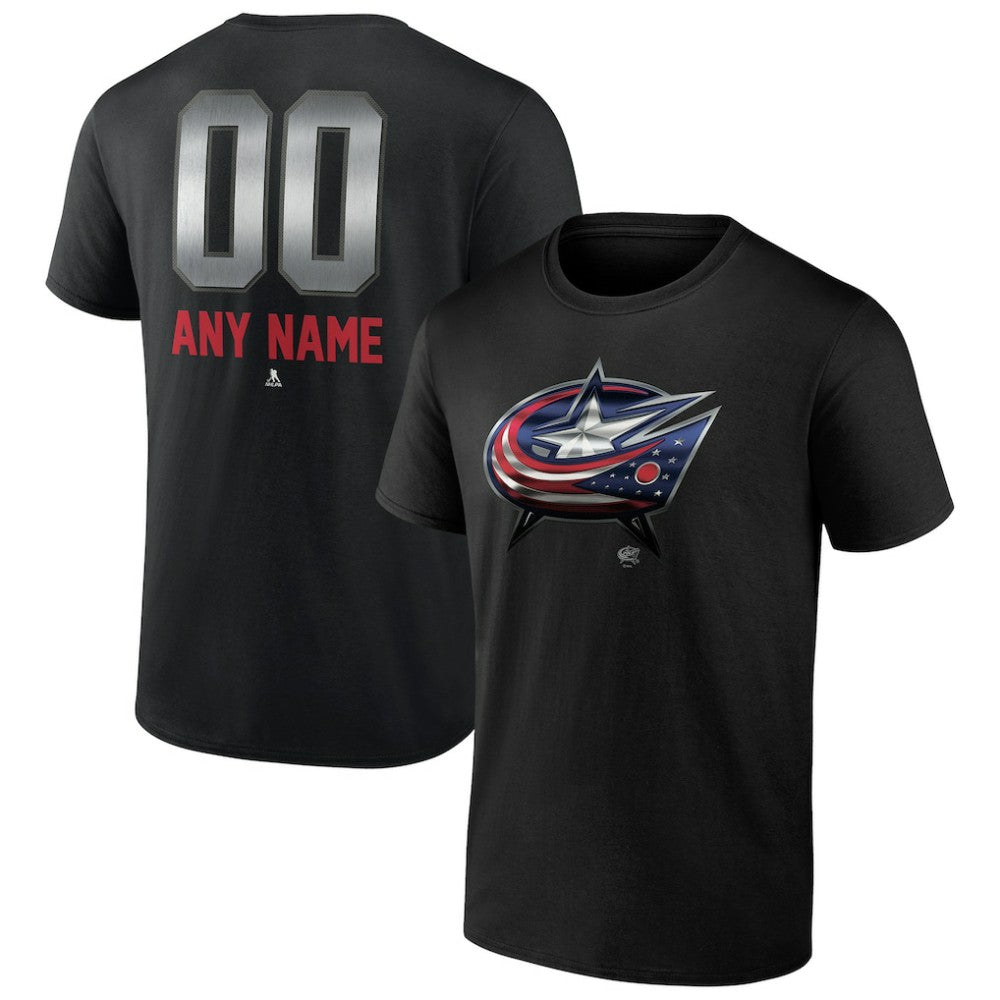 NHL,Custom Columbus Blue Jackets Personalized Midnight Mascot Logo T-Shirt - Black
