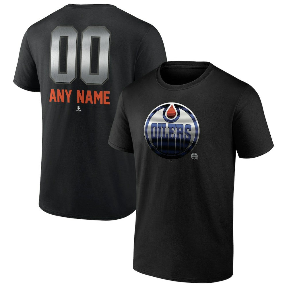 NHL,Custom Edmonton Oilers Personalized Midnight Mascot Logo T-Shirt - Black