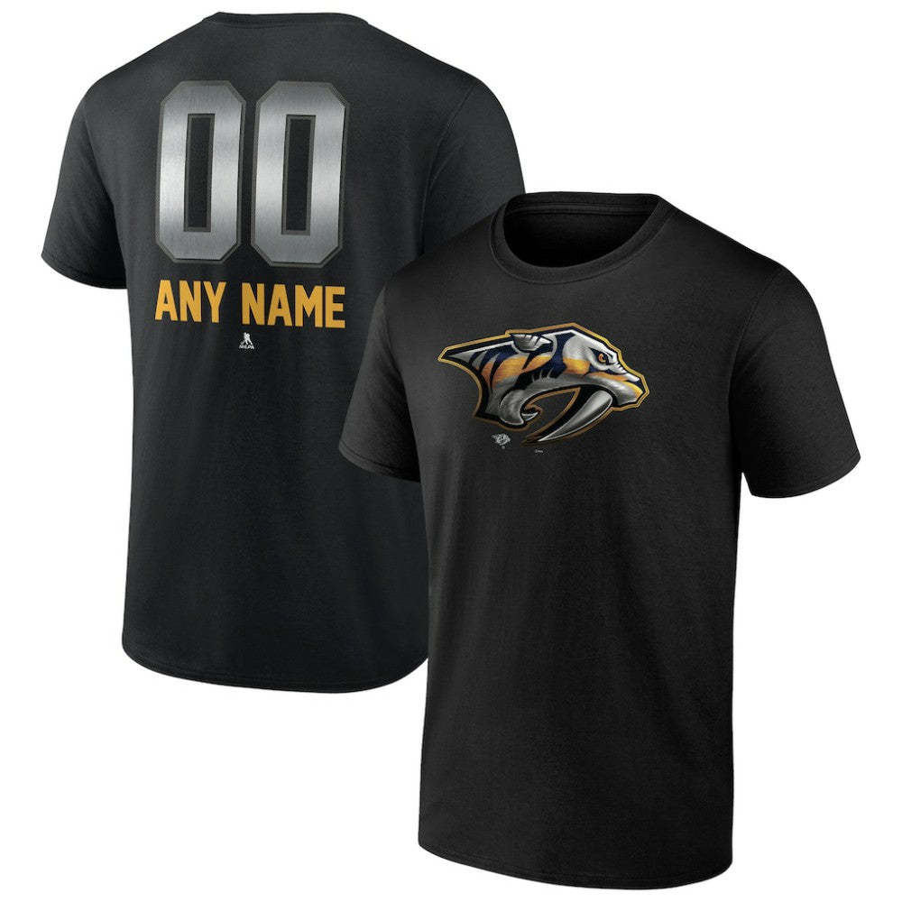 NHL,Custom Nashville Predators Personalized Midnight Mascot Logo T-Shirt - Black