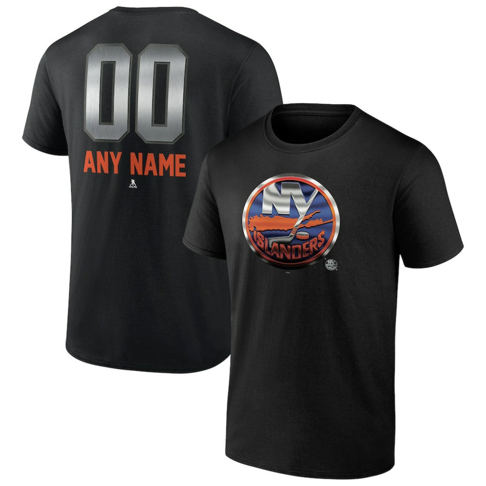 NHL,Custom New York Islanders Personalized Midnight Mascot Logo T-Shirt - Black