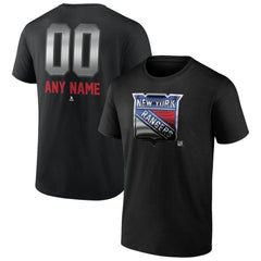 NHL,Custom New York Rangers Personalized Midnight Mascot Logo T-Shirt - Black