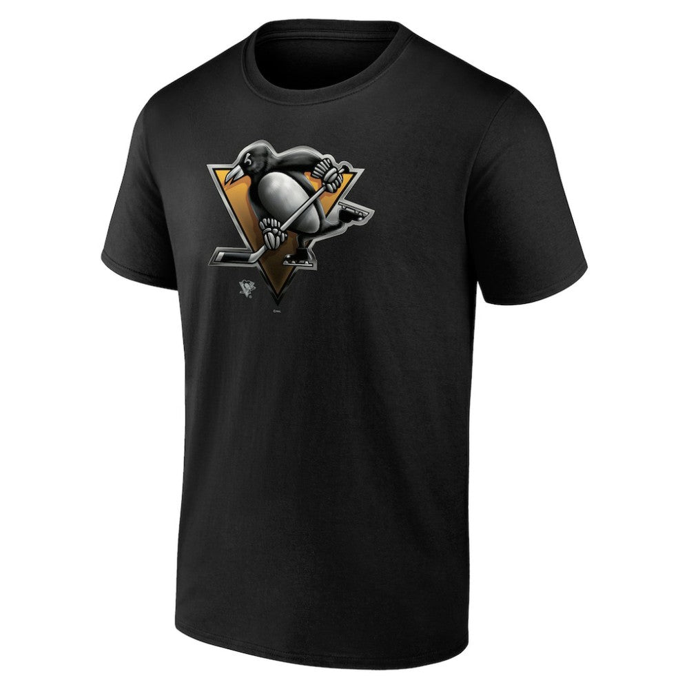 NHL,Custom Pittsburgh Penguins Personalized Midnight Mascot Logo T-Shirt - Black