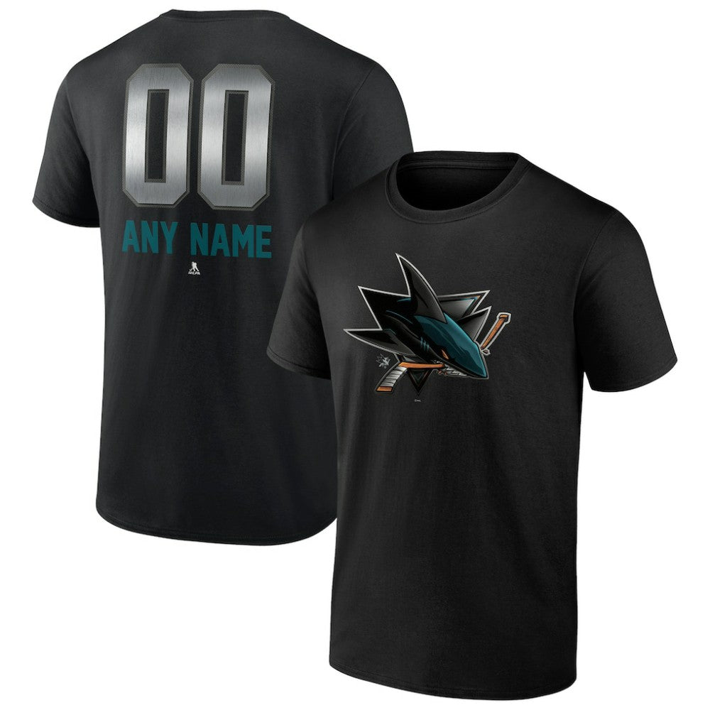 NHL,Custom San Jose Sharks Personalized Midnight Mascot Logo T-Shirt - Black