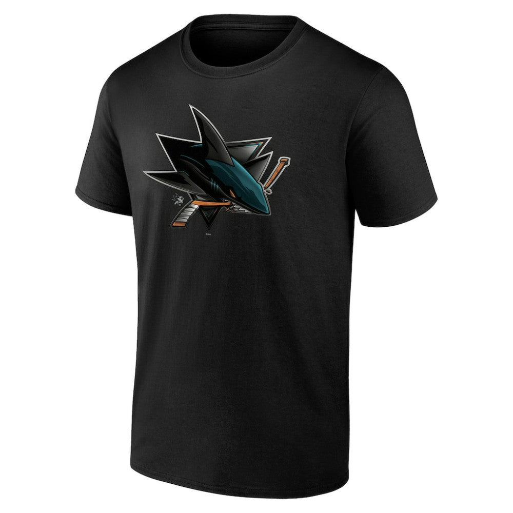 NHL,Custom San Jose Sharks Personalized Midnight Mascot Logo T-Shirt - Black