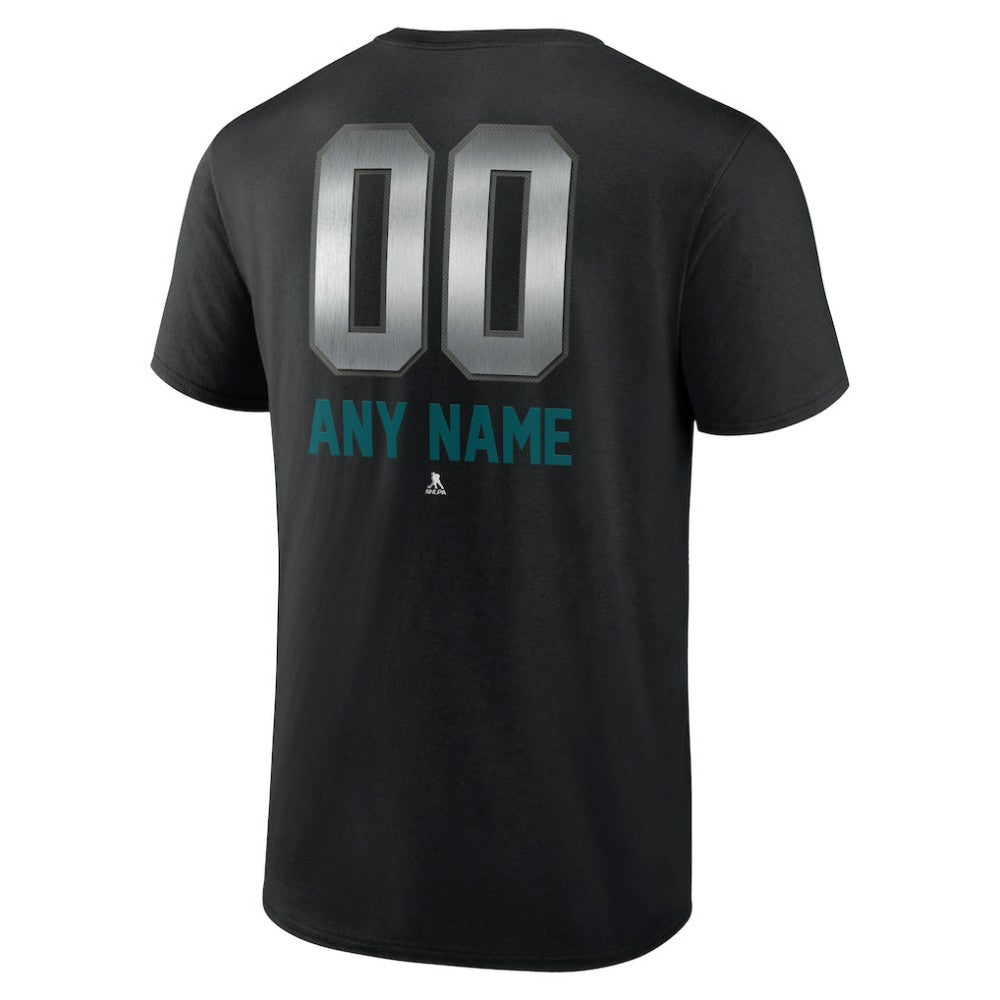 NHL,Custom San Jose Sharks Personalized Midnight Mascot Logo T-Shirt - Black
