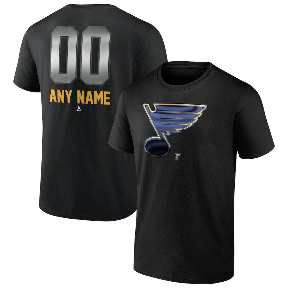 NHL,Custom St. Louis Blues Personalized Midnight Mascot Logo T-Shirt - Black