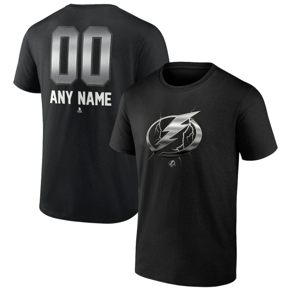 NHL,Custom Tampa Bay Lightning Personalized Midnight Mascot Logo T-Shirt - Black