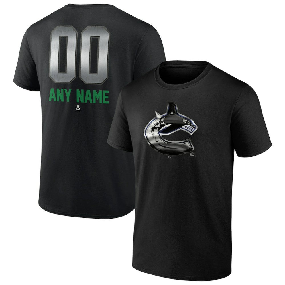 NHL,Custom Vancouver Canucks Personalized Midnight Mascot Logo T-Shirt - Black