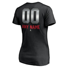 NHL,Custom Carolina Hurricanes Women's Personalized Midnight Mascot Logo V-Neck T-Shirt - Black