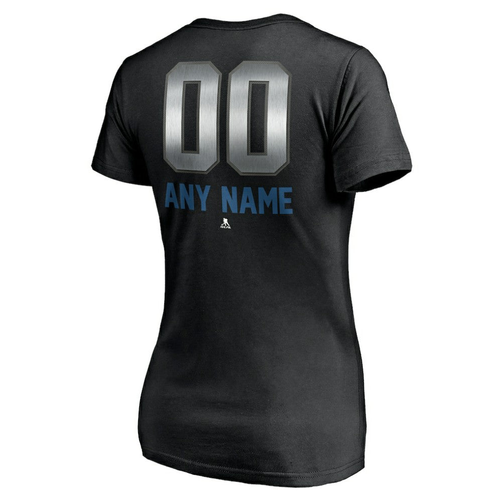 NHL,Custom Colorado Avalanche Women's Personalized Midnight Mascot Logo V-Neck T-Shirt - Black