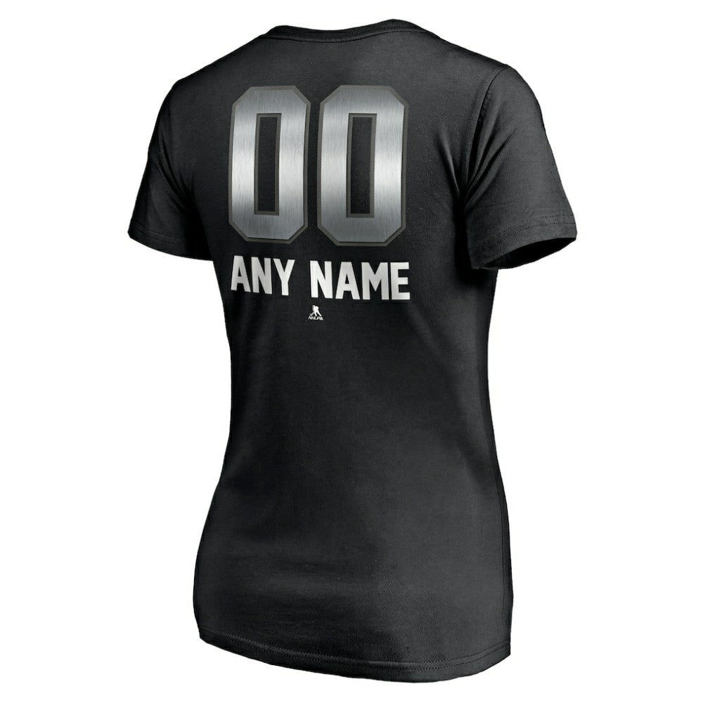 NHL,Custom Los Angeles Kings Women's Personalized Midnight Mascot Logo V-Neck T-Shirt - Black