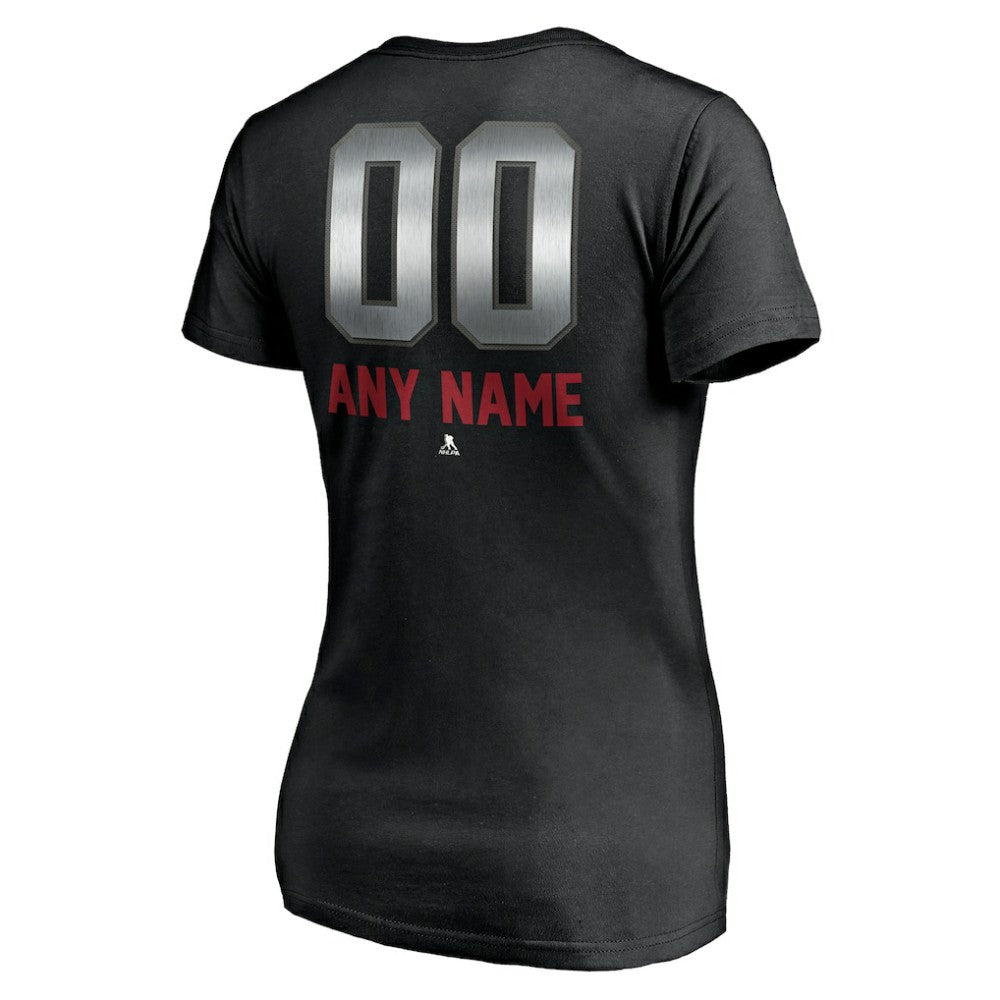 NHL,Custom Montreal Canadiens Women's Personalized Midnight Mascot Logo V-Neck T-Shirt - Black